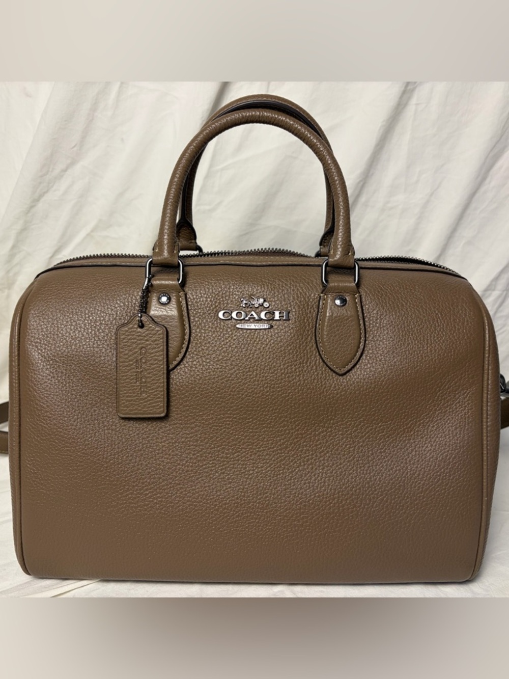 Coach Rowan Large Satchel Pebbled Leather Dark Stone - Crossbody Bag CV 960 - Picture 8 of 8